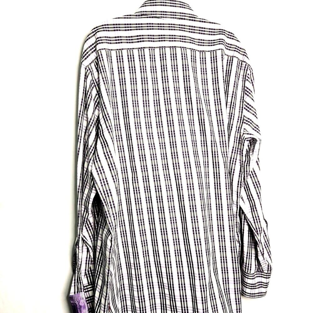 English Laundry by Christopher Wicks Cotton Shirt Size 17.5, 34/35 Purple Plaid - Picture 3 of 16